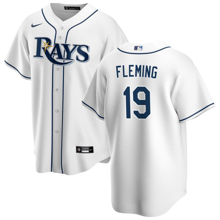 Men's Tampa Bay Rays #19 Josh Fleming White Cool Base Stitched Baseball Jersey